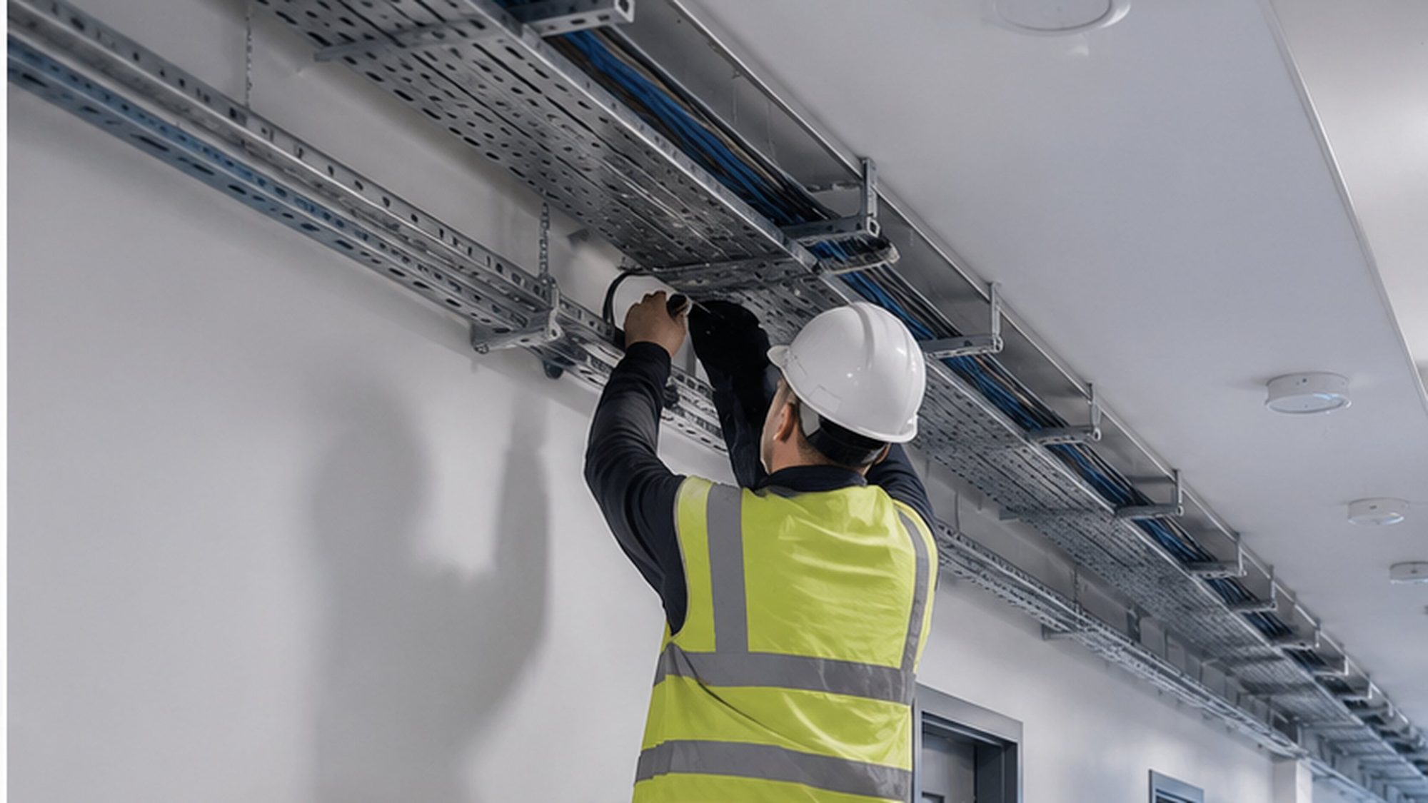 ICT cable containment being installed in a new school build.